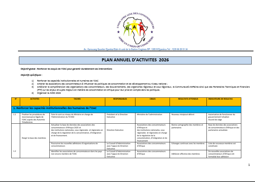 Plan annuel d'activité 2026 FR
